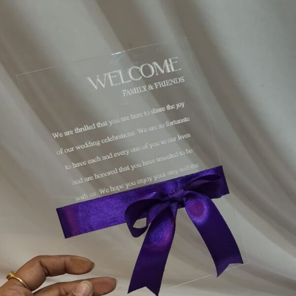 Clear Acrylic Welcome Note