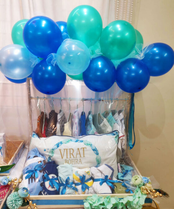 Naming-Ceremony-Balloon-decor-display-in-Krishna-theme