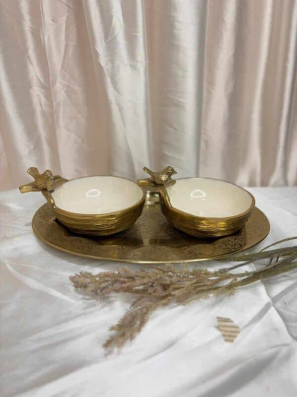 Elegant Brass Bowl Set with Decorative Tray-Premium Gift Hamper