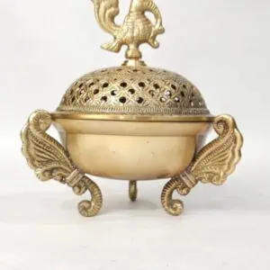 Handcrafted Brass Dhoop Stand-Traditional Festival Decor - Pooja Essentials