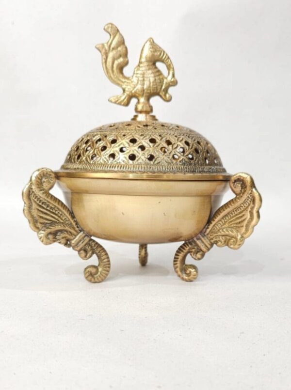 Handcrafted Brass Dhoop Stand-Traditional Festival Decor - Pooja Essentials