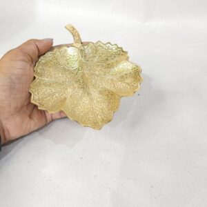 Elegant Brass Leaf Decorative Tray for Ugadi | WrapArts