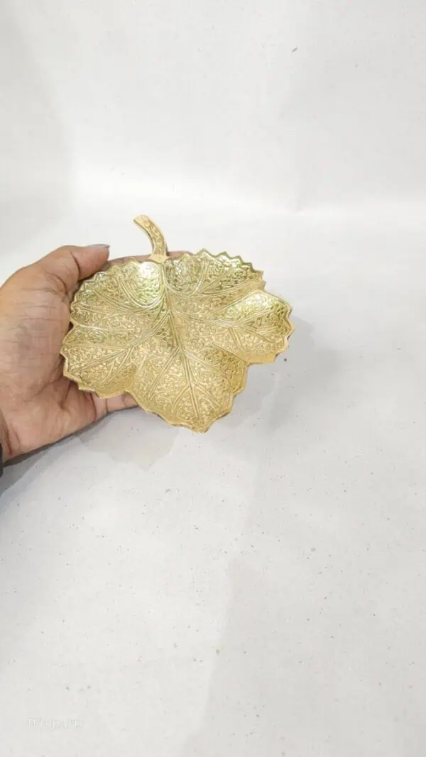 Elegant Brass Leaf Decorative Tray for Ugadi | WrapArts