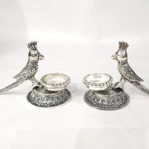 Parrot themed Twin Brass Diya for Ugadi Festive Decor | WrapArts