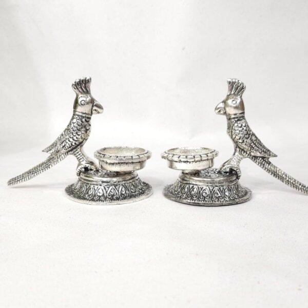 Parrot themed Twin Brass Diya for Festive Decor