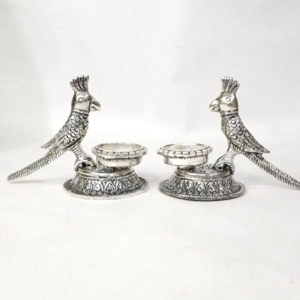 Parrot themed Twin Brass Diya for Ugadi Festive Decor | WrapArts