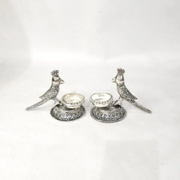 Parrot themed Twin Brass Diya for Ugadi Festive Decor | WrapArts