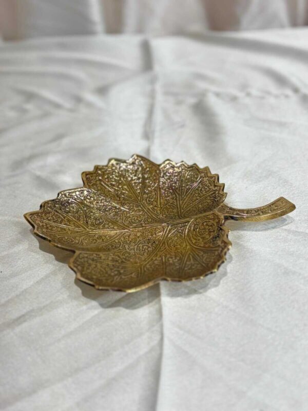 Elegant Brass Leaf Decorative Tray for Ugadi | WrapArts