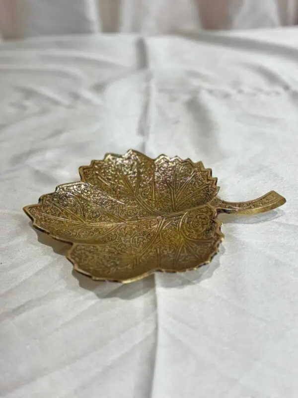 Elegant Brass Leaf Decorative Tray for Ugadi | WrapArts