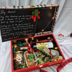 Luxury Christmas Gift Box with Wine & Candle - gifts for December