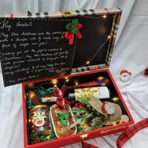 Luxury Christmas Gift Box with Wine & Candle - gifts for December