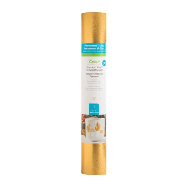 Cricut Textured Metallic Gold Vinyl-12" x 48" | Premium Adhesive Vinyl