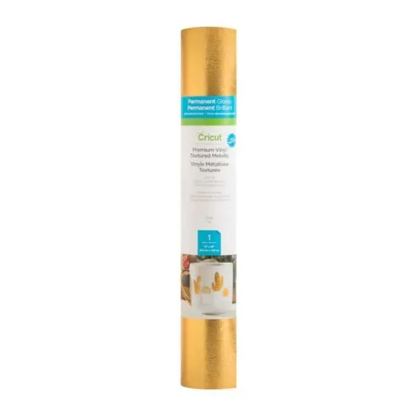 Cricut Textured Metallic Gold Vinyl-12" x 48" | Premium Adhesive Vinyl