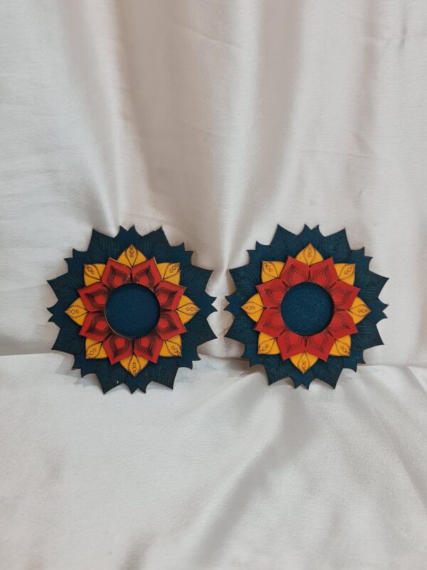 Rangoli Lotus Diyas for Home decor - Set of 2