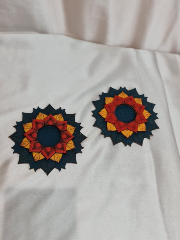 Rangoli Lotus Diyas for Home decor - Set of 2