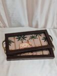 Handcrafted wooden tray For Serving - Set of 2 |Tray Set For Decoration